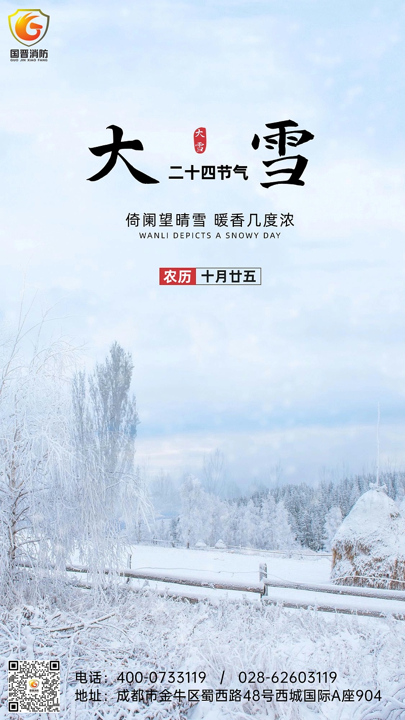 大雪節氣全屏雪地實景祝福手機海報